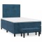 vidaXL Pat box spring cu saltea, albastru &icirc;nchis, 120x190 cm, catifea 3270479