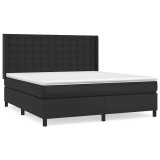 Cumpara ieftin Pat box spring cu saltea, negru, 180x200 cm, piele ecologica
