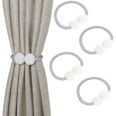 Set 6x Magnet,design perle pentru strangere draperii - Alb foto