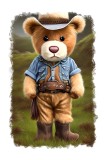 Cumpara ieftin Sticker decorativ, Ursulet Cowboy, Maro, 85 cm, 9113ST, Oem