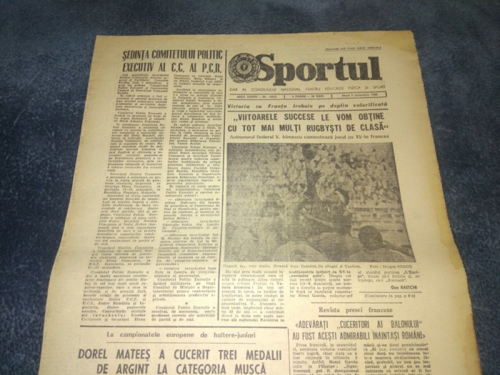 ZIARUL SPORTUL 2 NOIEMBRIE 1982
