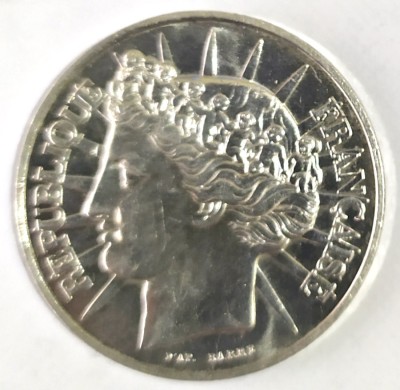 FRANTA 100 FRANCI 1988 STATUIA LIBERTATII ARGINT XF foto