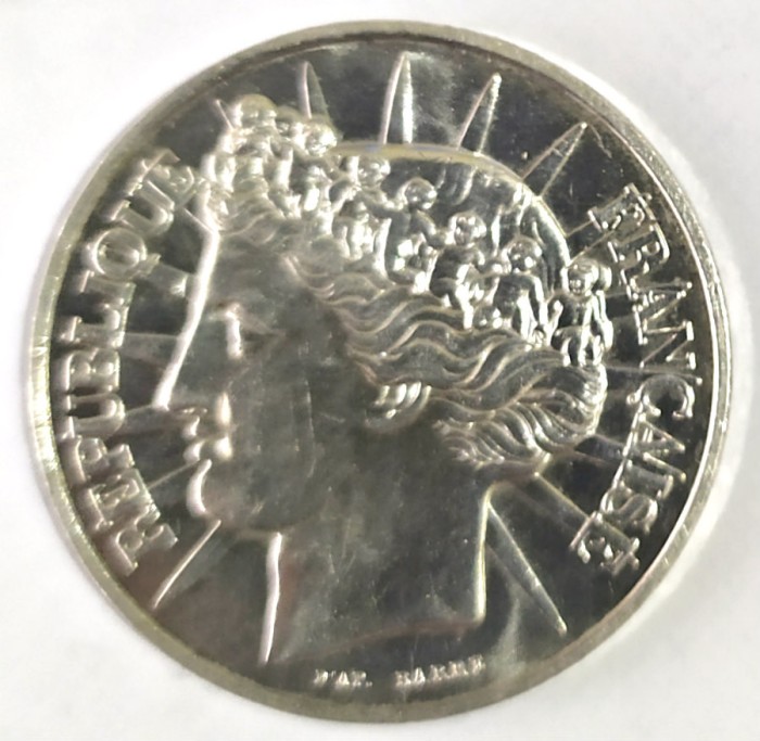 FRANTA 100 FRANCI 1988 STATUIA LIBERTATII ARGINT XF