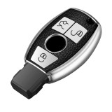 Husa argintiu cu insertii piele pentru cheie Mercedes Benz A B C E GL S GLA GLK CLS Class AMG W204 W205 W212, Oem