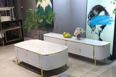 SET COMODA TV BENCH+MASA CAFEA MDF CULOARE ALB