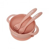 Set bol si lingurita silicon rozu-grow