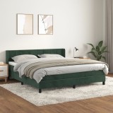 Cumpara ieftin Pat box spring cu saltea, verde &icirc;nchis, 180x200 cm, catifea
