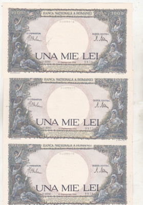 bnk bn Romania 1000 lei 10 septembrie 1941 , aunc - 3 consecutive foto