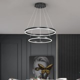 Lustra LED suspendata cu telecomanda CASIANA 69W, 2 Cercuri, lumina Rece/Calda/Neutra, Dimabila, Negru, Inaltime Reglabila ModernLight Concept