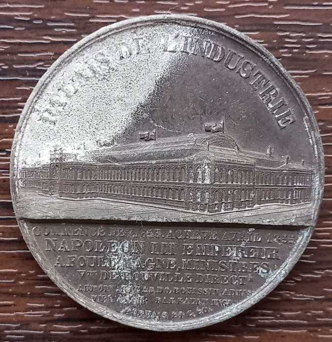 (M13) Medalie Franta - Exposition Universale, Palais De L&#039;Industrie, 1855