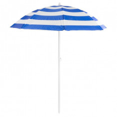 Umbrela plaja, Strend Pro, cu inclinatie, model dungi, albastru si alb, 180 cm foto