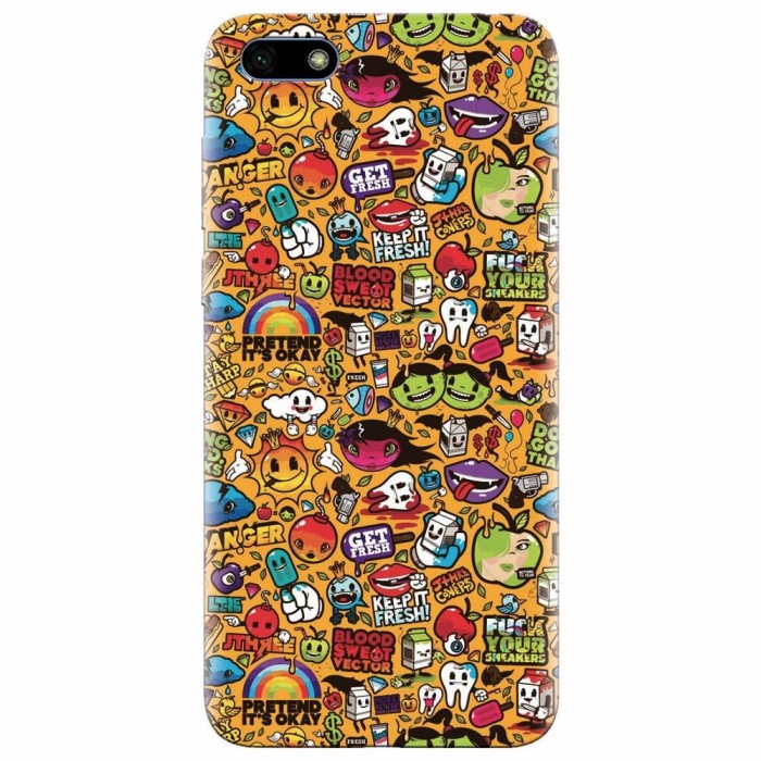 Husa silicon pentru Huawei Y5 2018, Colorful Sticker Illustrations
