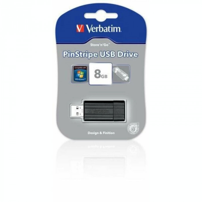 Memorie USB VERBATIM 8GB USB 2.0 PINSTRIPE BLACK 49062