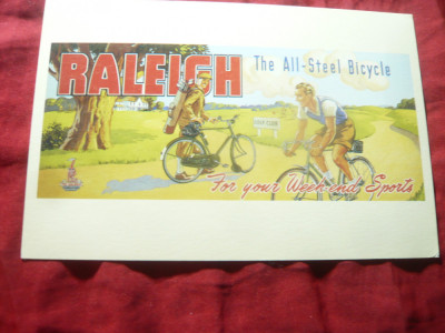 Ilustrata stil vintage Reclama la Biciclete Anglia Raleigh 1950 foto