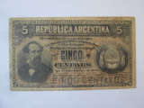Rară! Argentina 5 Centavos 1884