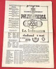 Program meci fotbal POLITEHNICA TIMISOARA - FC BAIA MARE (06.06.1979)