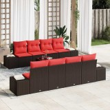 vidaXL Set de canapele pentru grădină cu pernă 9 pcs Maro poliratan 3346994