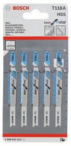 Set panze Bosch pentru ferastrau vertical T 118 A 5buc 2 608 631 013