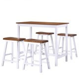 Set masa si scaune de bar, 5 piese, lemn masiv