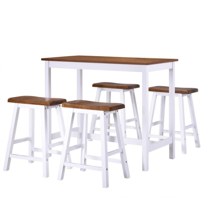 Set masa si scaune de bar, 5 piese, lemn masiv