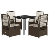 Cumpara ieftin Set mobilier de gradina, 5 piese, cu perne, maro, poliratan
