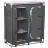 Outsunny Bucatarie de Camping, 3 Etajere și Geanta de Transport, Cadru din Aluminiu 96Lx49.5Px104cm Gri | Aosom Romania