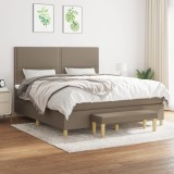 Cumpara ieftin Pat box spring cu saltea, gri taupe, 160x200 cm material textil