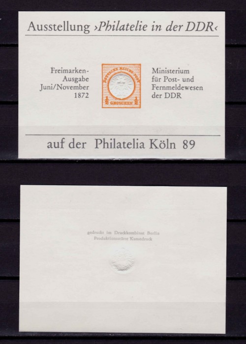 ✅(V 1) Germania &#039;89,vinieta originala Targul Fila. Koln /repro.1/2Kr Reich,MNH