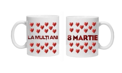 Cana alba personalizata &amp;quot;La multi ani!-8 martie 5&amp;quot;, INOVATIX&amp;reg;. 330ml foto