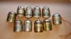 2148a- Dulie veche-Dulii metal aurit cu interior portelan pt. lampi, candelabre, obiecte iluminat. Pret pe bucata.