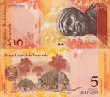 Venezuela 5 Bolivares, 19 August 2014, UNC, Bancnota necirculata