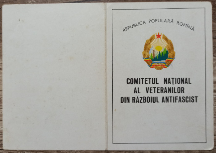 Legitimatie Comitetul National al Veteranilor din Razboiul Antifascist 1964