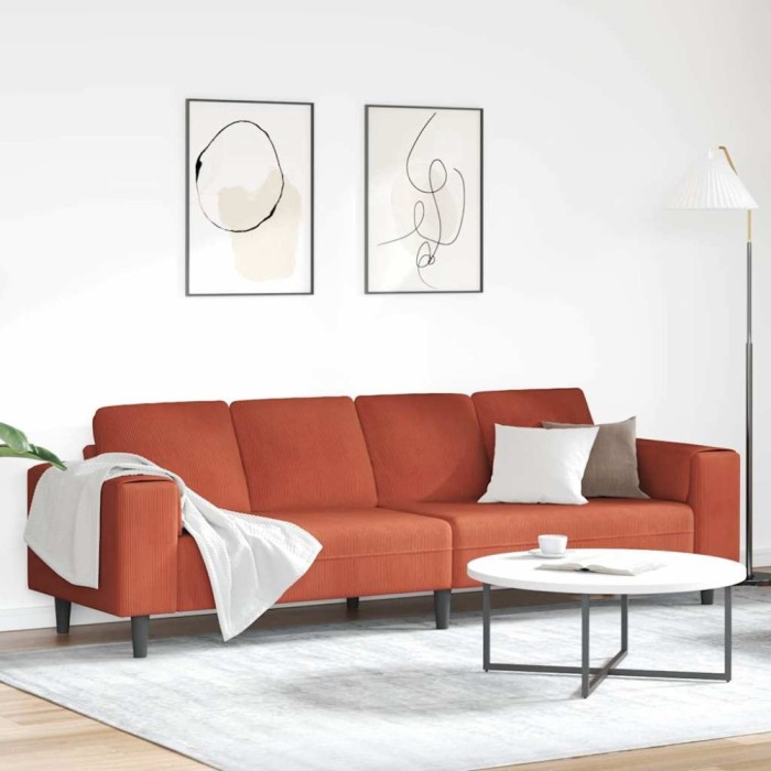 vidaXL Sofa din material textil Roșu portocalie Țesătură de catifea 3335107