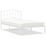 Cumpara ieftin Cadru de pat din metal cu tablie, alb, 107x203 cm