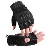 Manusi Tactice Fara Degete, Microfibra/Piele Eco, marime L, Negru