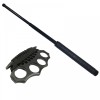 Set Autoaparare: Baston Telescopic Police 50cm Otel + Snur &amp; Teaca - Extensibil, Negru, Compact 20.5cm, Ideal pentru Siguranta Personala