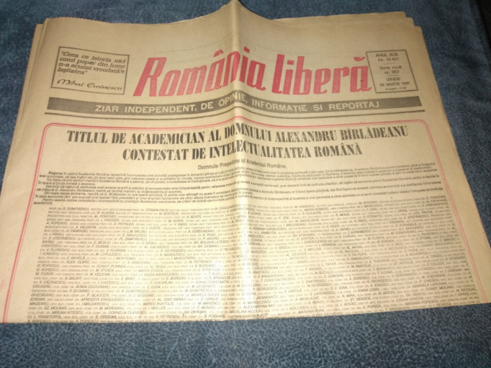 ZIARUL ROMANIA LIBERA 29 MARTIE 1991