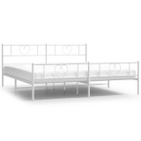 Cumpara ieftin Cadru de pat metalic cu tablie de cap/picioare, alb, 183x213 cm