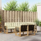 vidaXL Set canapele exterior 7 piese din lemn masiv acacia si textilene Alb Crem