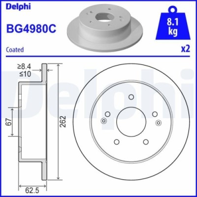 Set discuri frana Ssangyong Actyon Ii, Korando (Ck), Korando Van, 2.0 xdi, 2.0, 2.0 e-XDi, 2.0 e-XGi, 2.2 Xdi, 2.2 e-XDi, punte spate, 262x10, plin, foto