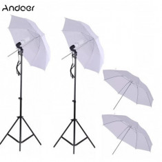 Set de iluminare 4 umbrele pentru studio + 2 trepiezi + accesorii Andoer