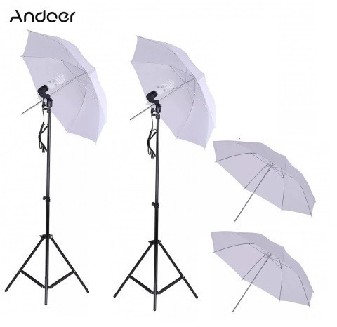 Set de iluminare 4 umbrele pentru studio + 2 trepiezi + accesorii Andoer