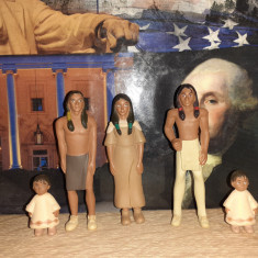 Figurine indieni 5 piese aproape 6 vopsiti 6 cm diorama amerindieni deosebit