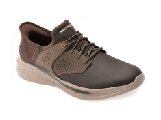 Pantofi sport SKECHERS maro, SLADE, din piele naturala