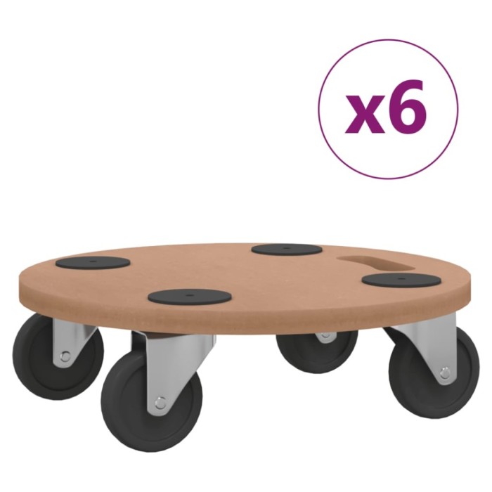 Sasiu rulant, 6 buc., lemn prelucrat, rotund