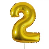 Balon Petrecere, Nr.2, Culoare Auriu Metalizat, Material Aluminiu, Dimensiuni 30x12 cm