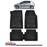 Covorase Auto TeamCar&reg; Tip Tavita Compatibile Peugeot 206 Hatchback (1998-2012) Negru Material Rezistent, Cauciuc