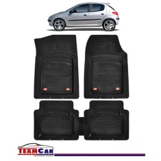 Covorase Auto TeamCar&reg; Tip Tavita Compatibile Peugeot 206 Hatchback (1998-2012) Negru Material Rezistent