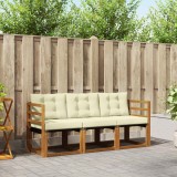 vidaXL Set de canapele de exterior cu pernă 3 pcs Natural și Crem 3368341