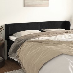 vidaXL Tăblie de pat cu aripioare negru 183x23x78/88 cm catifea 3116926